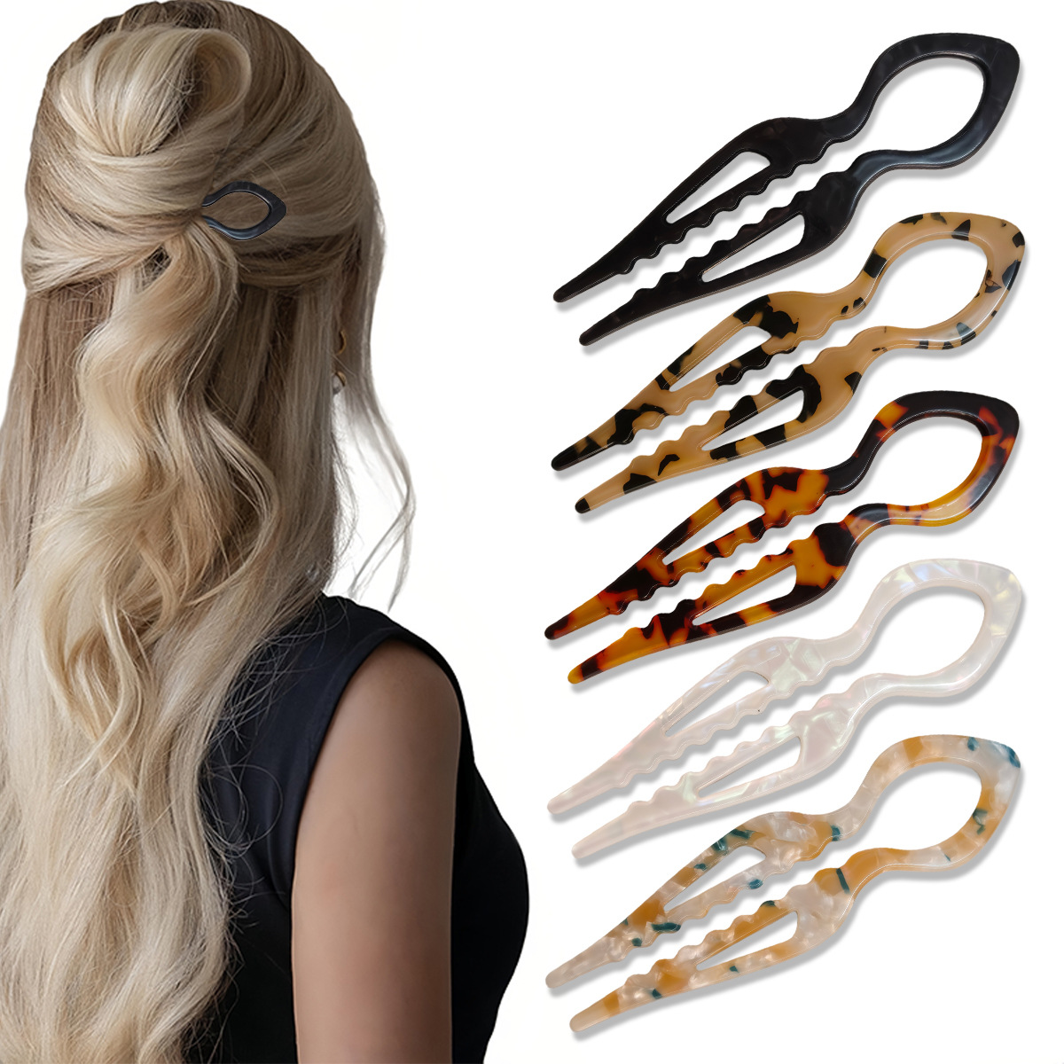 Tech Accessories For Women - U Şeklinde Saç Tokaları Kaplumbağa Kabuğu