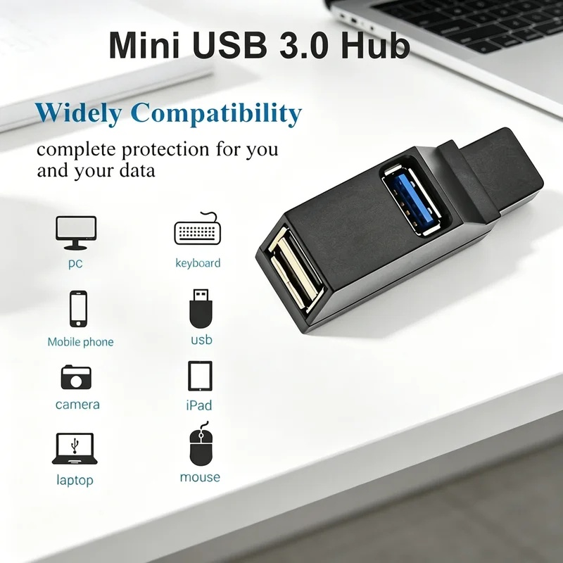 Tech Accessories Pc - USB 3.0 2.0 Döndürülebilir 3 Bağlantı