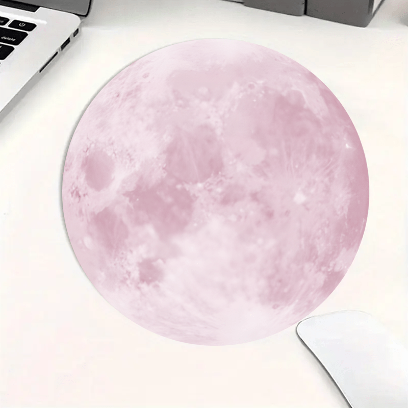 Tech Table Accessories - Ay Desenli Yuvarlak Mouse Pad Kaymaz